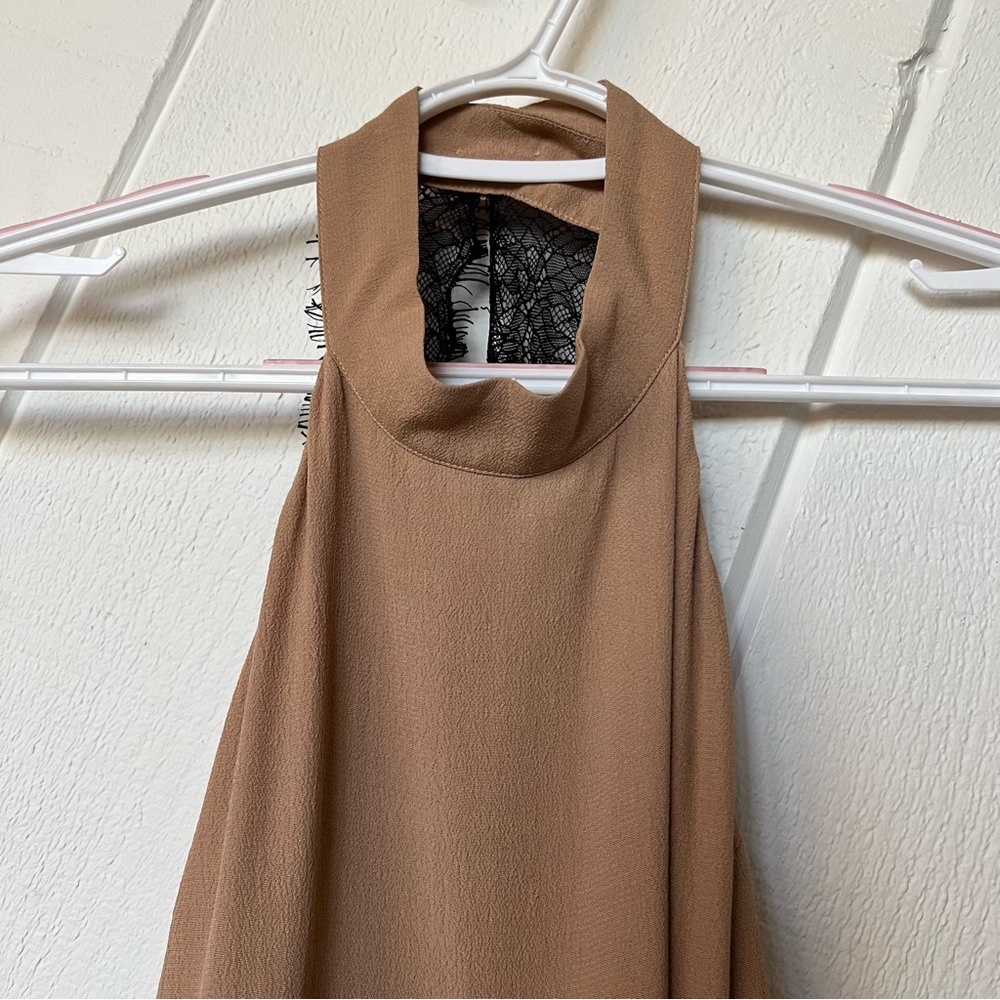 For Love & Lemons Camel Topanga Halter Lace Back Top - Picture 4 of 10